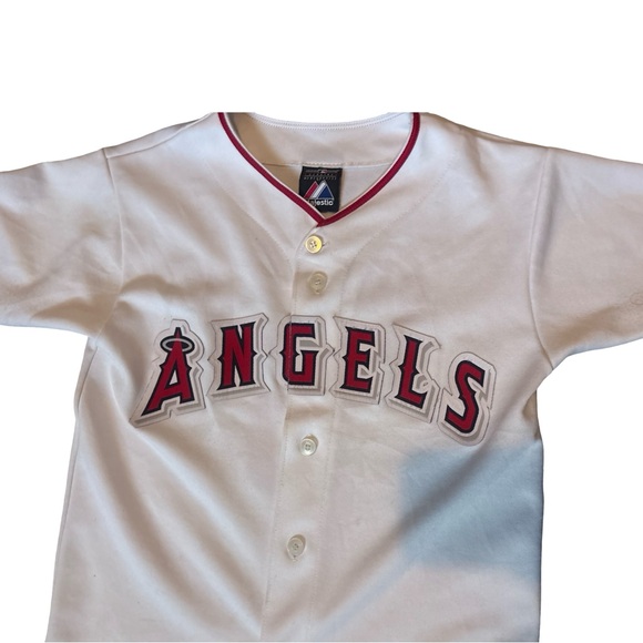 Majestic Los Angeles Angels MLB Baseball Jersey White Red Button Front ⚾️ Medium - Picture 9 of 12